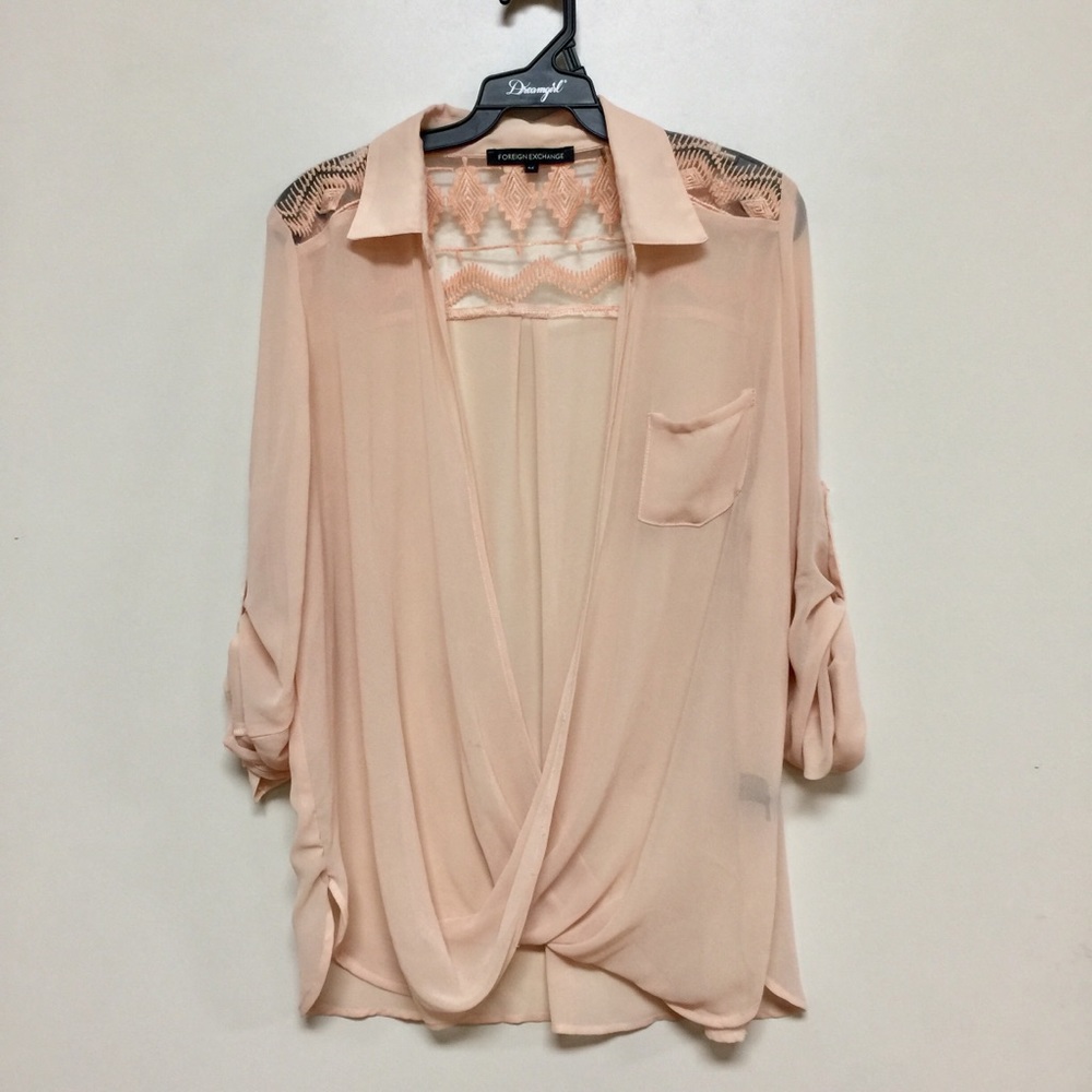 Pink Chiffon Embroidered Blouse